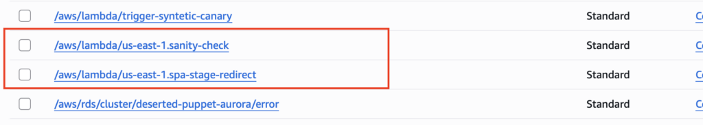 AWS Lambda log group